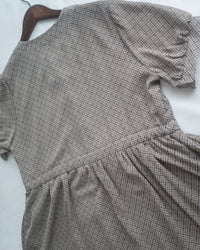 Rhombus Dress 輕復古菱格紋修腰連身裙/ DS1160
