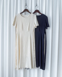 Side Slit Dress 車褶腰身綁帶開衩直身連身裙/ DS1161