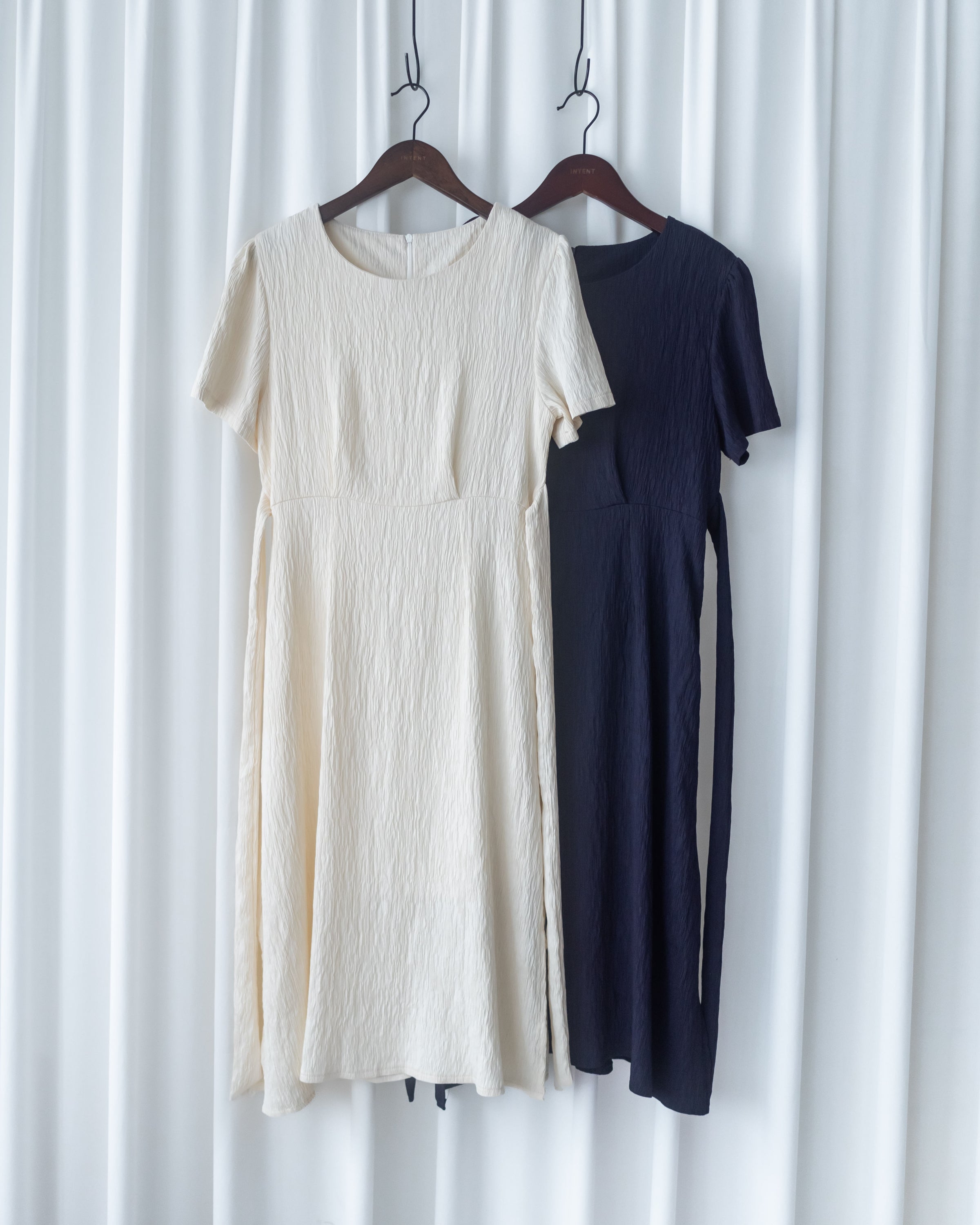 Side Slit Dress 車褶腰身綁帶開衩直身連身裙/ DS1161