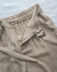 Beige belt Shorts Set 仿麻棉寬肩背心金屬腰帶短褲套裝/SE8116