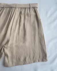 Beige belt Shorts Set 仿麻棉寬肩背心金屬腰帶短褲套裝/SE8116
