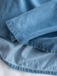 Denim Ribbon Dress 牛仔 V 領袖口綁帶假修腰連身裙/DS1156