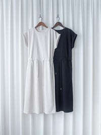 Sophie Dress 無肩線翻褶袖口彈性抽繩連身裙/DS1157