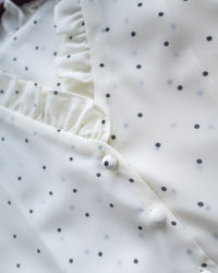V Ruffle Dot Dress 木耳邊 V 領壓褶雪點雪紡連身裙/DS1162