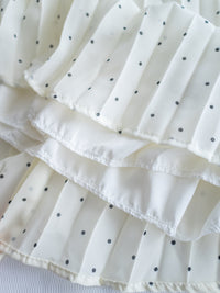 V Ruffle Dot Dress 木耳邊 V 領壓褶雪點雪紡連身裙/DS1162