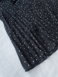 V Ruffle Dot Dress 木耳邊 V 領壓褶雪點雪紡連身裙/DS1162