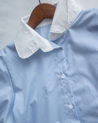 Stripe Collar Dress 拼接圓角翻領綁帶條紋襯衫連身裙/DS1163