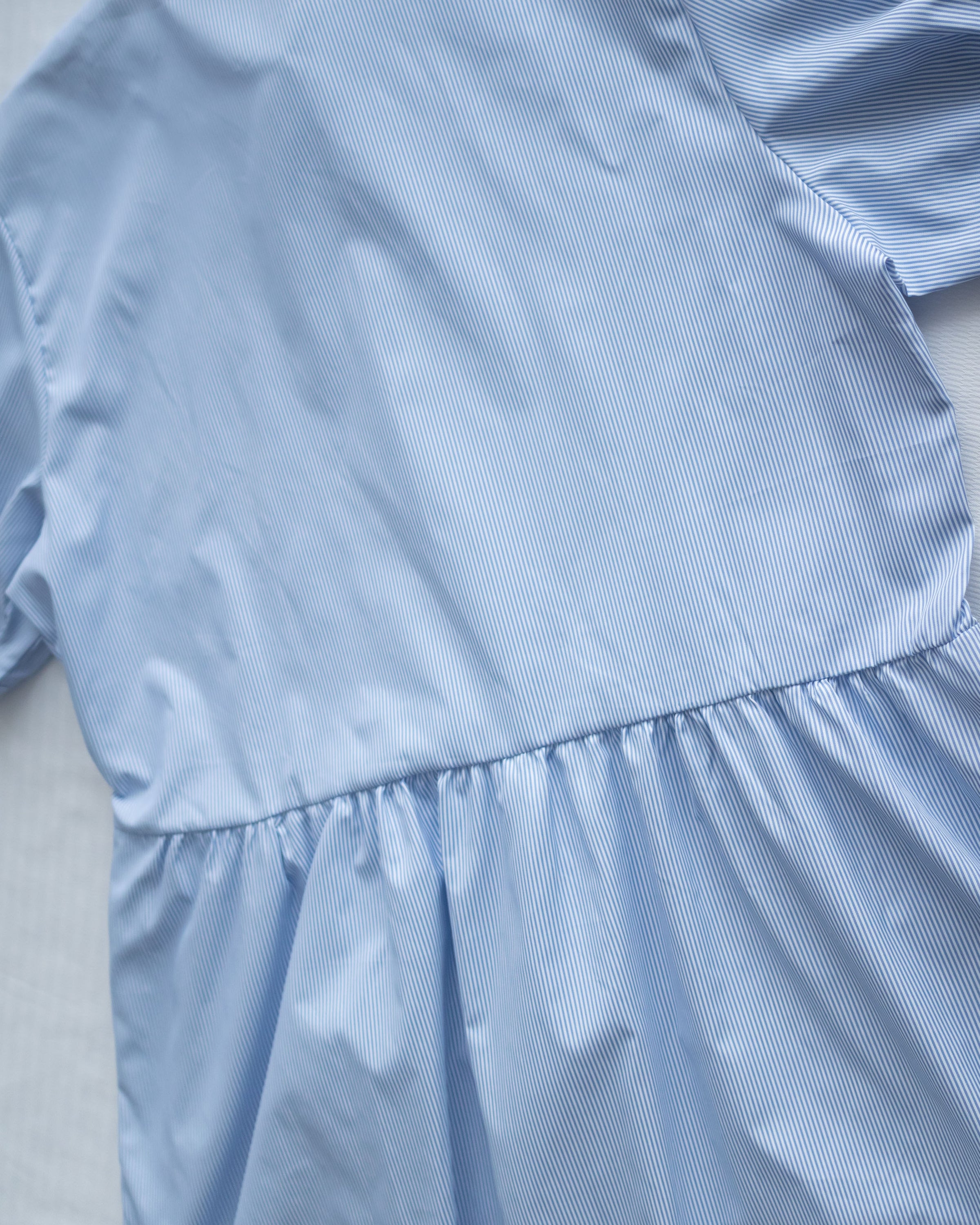 Stripe Collar Dress 拼接圓角翻領綁帶條紋襯衫連身裙/DS1163