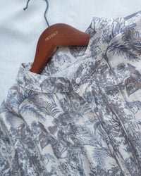 Porcelain Shirt Dress 無領陶瓷植物花印花恤衫連衣裙/DS1166 (Pre-order white)