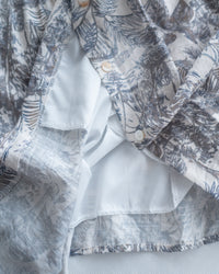 Porcelain Shirt Dress 無領陶瓷植物花印花恤衫連衣裙/DS1166 (Pre-order white)