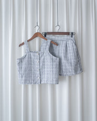 Tweed Pearl Set 小香風珍珠扣格紋兩件套/SE8120