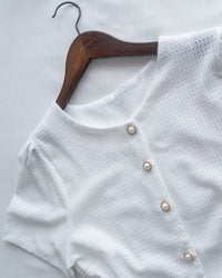 Pearl Blouse 小香風珍珠扣十字紋上衣/TP9239