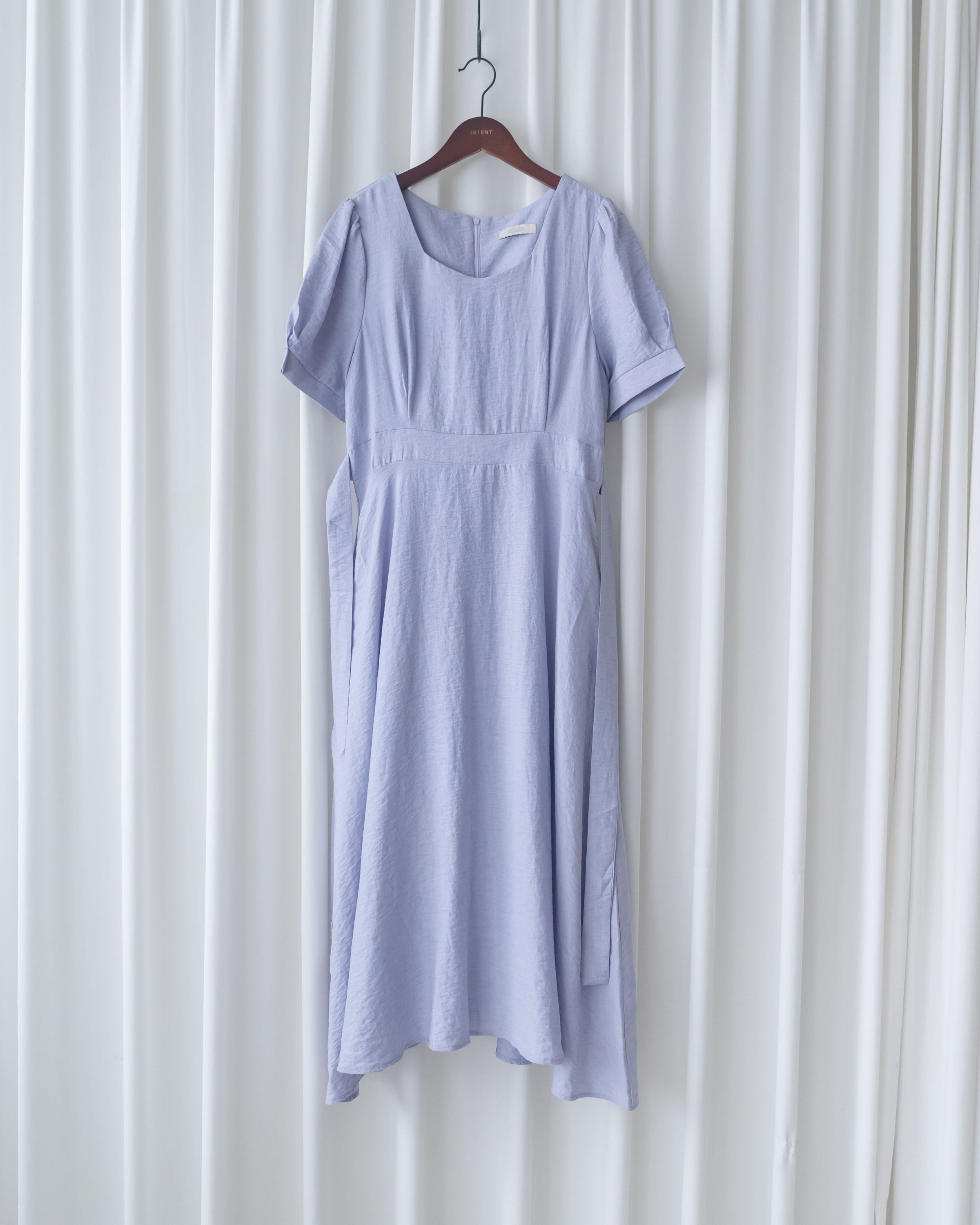 Square Neck Lavender Dress 方領綁帶薰衣草修腰連身裙/DS1172