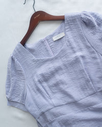 Square Neck Lavender Dress 方領綁帶薰衣草修腰連身裙/DS1172