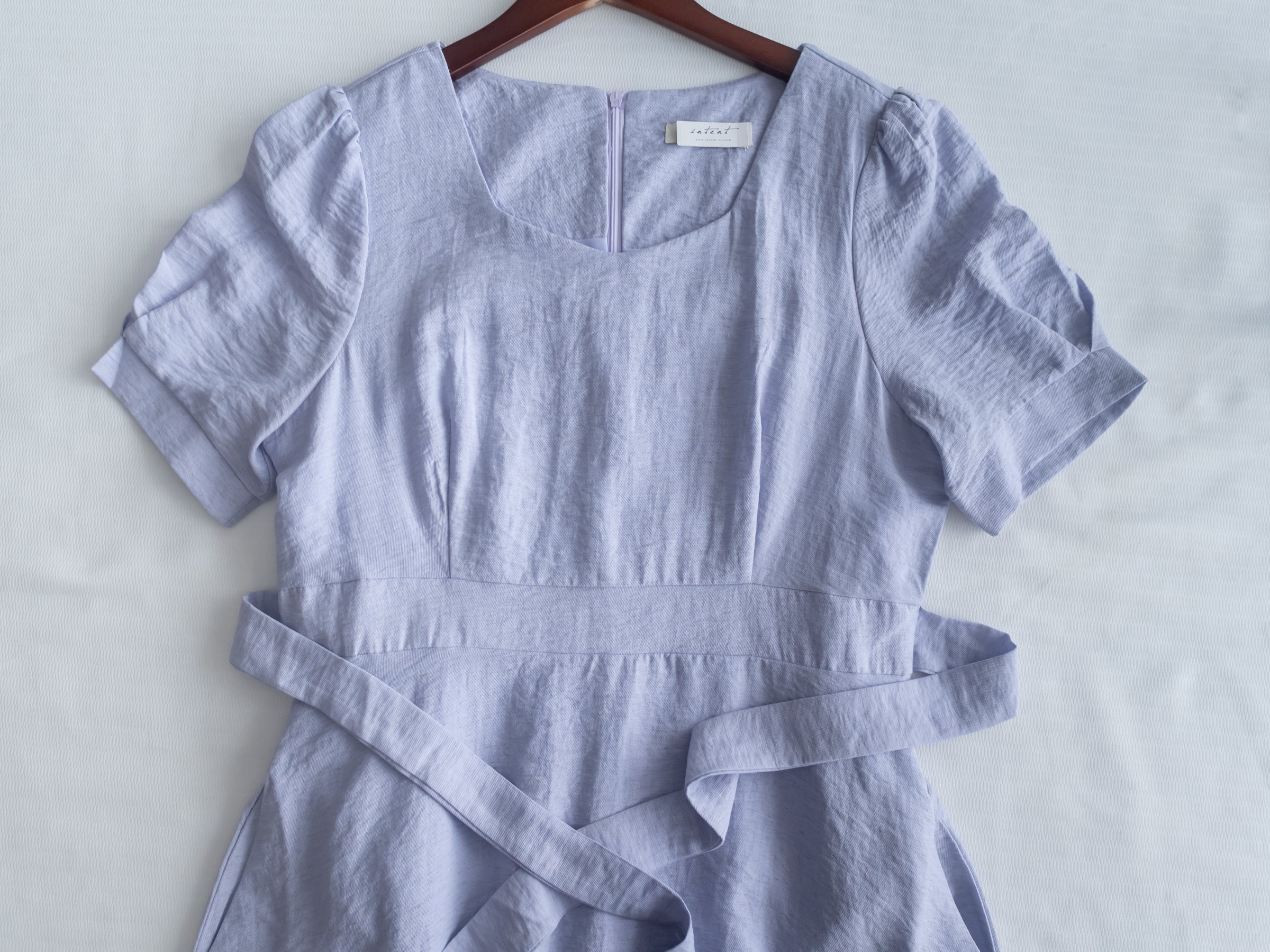 Square Neck Lavender Dress 方領綁帶薰衣草修腰連身裙/DS1172