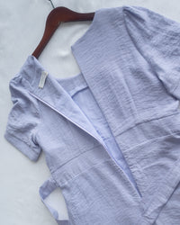 Square Neck Lavender Dress 方領綁帶薰衣草修腰連身裙/DS1172