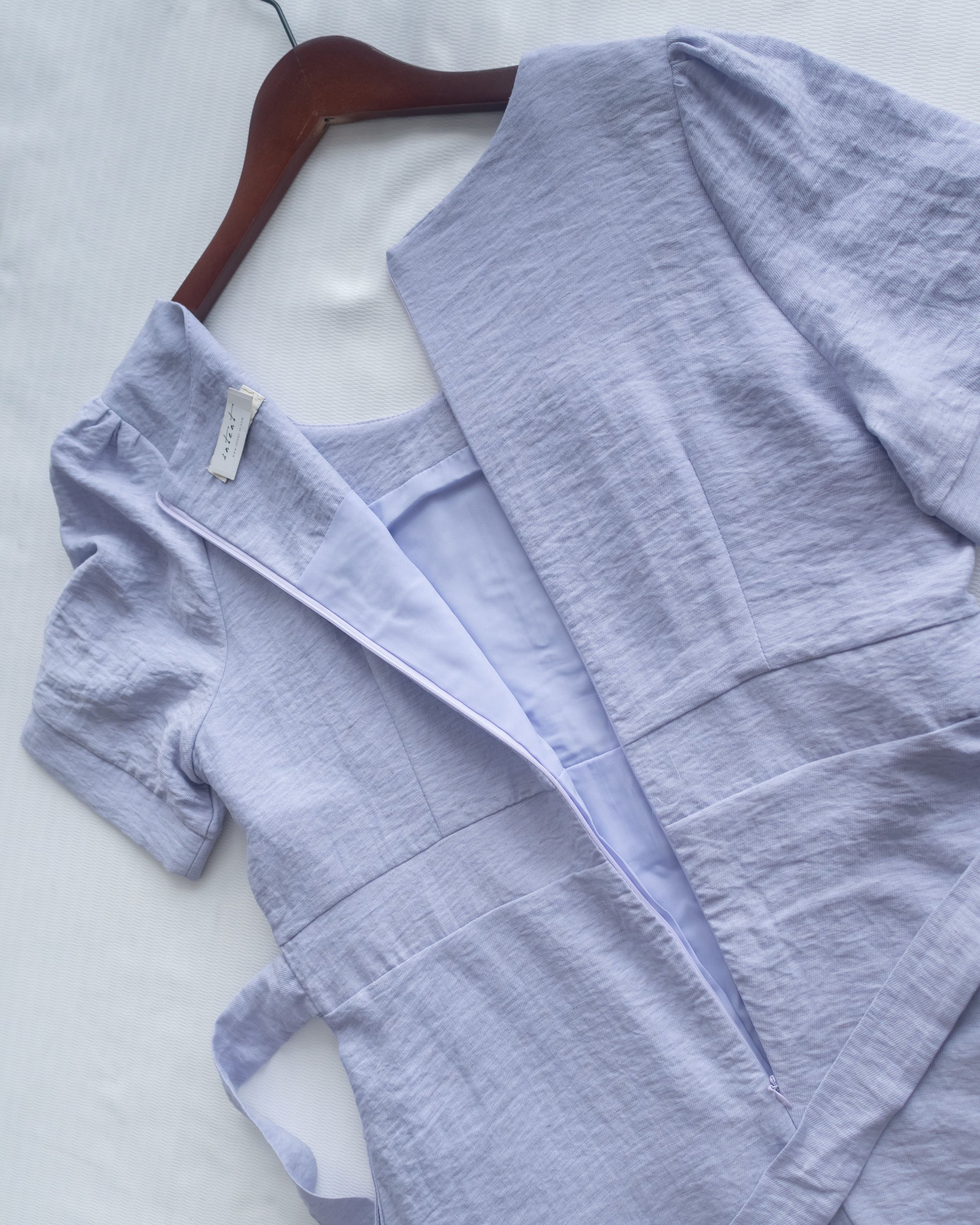 Square Neck Lavender Dress 方領綁帶薰衣草修腰連身裙/DS1172