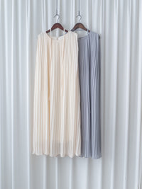 Pleated Sleeveless Dress 法式飄逸壓褶綁帶連身裙/DS1173