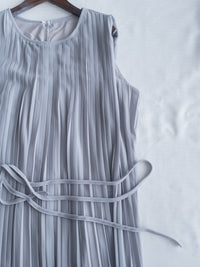Pleated Sleeveless Dress 法式飄逸壓褶綁帶連身裙/DS1173