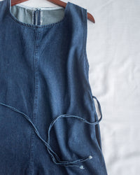 Denim Vest Dress 前中線綁帶牛仔背心裙/ DS1174