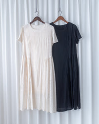 Tonal Check Dress 編織提花拼接側傘形連身裙/ DS1177