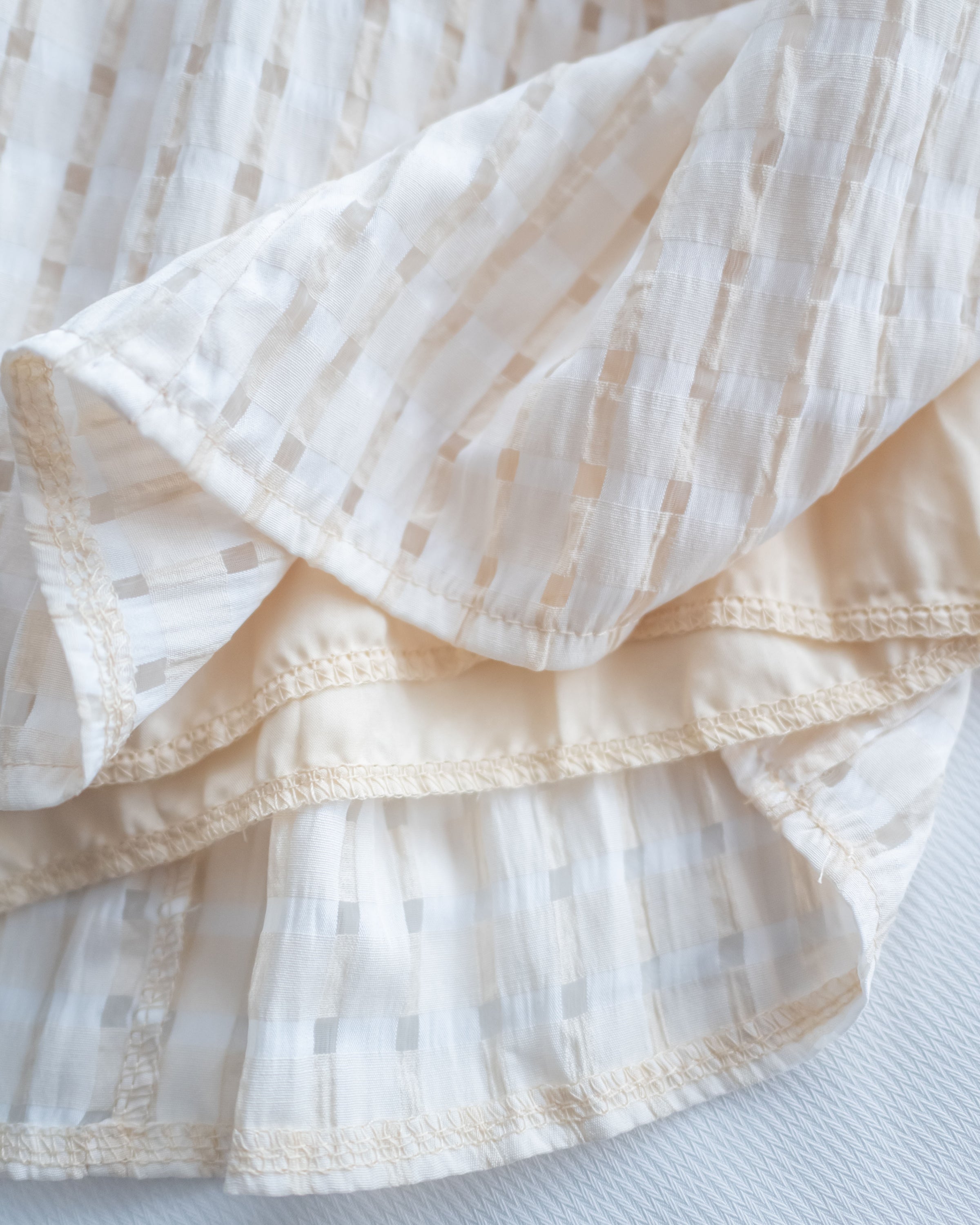 Tonal Check Dress 編織提花拼接側傘形連身裙/ DS1177