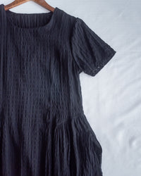 Tonal Check Dress 編織提花拼接側傘形連身裙/ DS1177