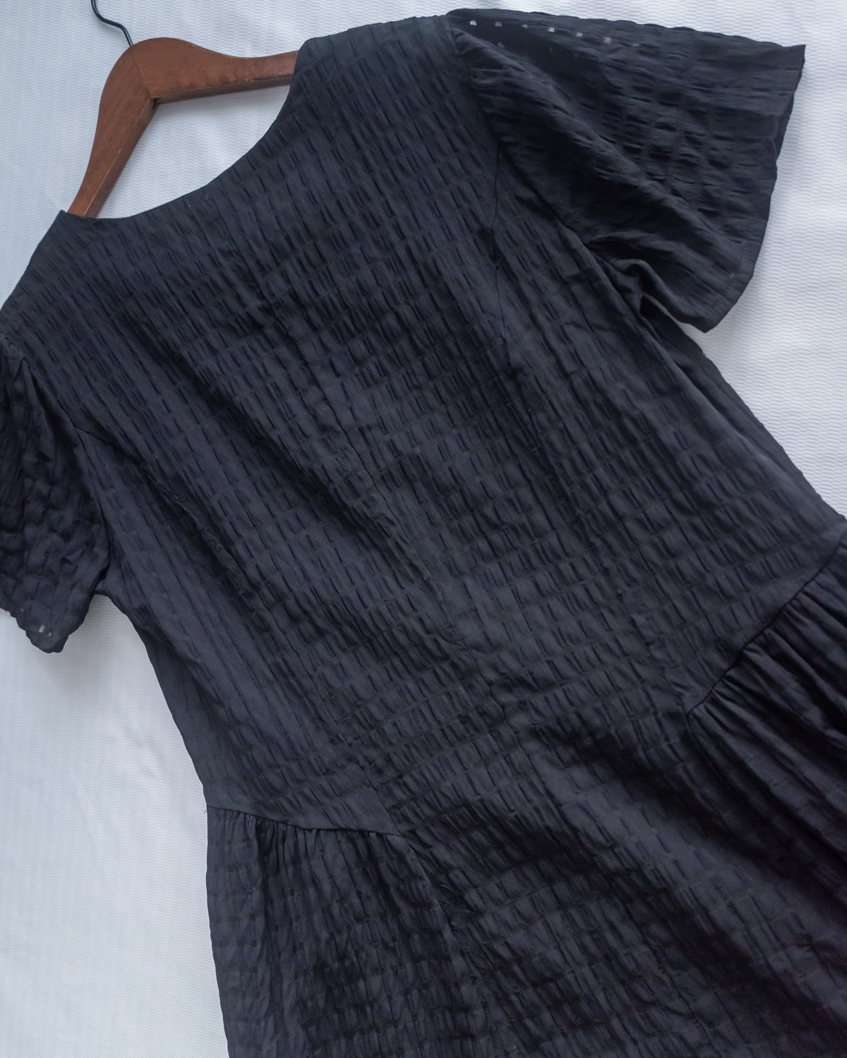 Tonal Check Dress 編織提花拼接側傘形連身裙/ DS1177