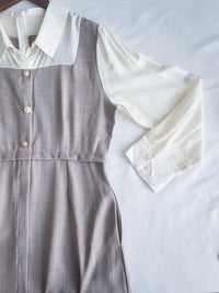 Spliced Mocha Dress 假兩件莫卡拼接恤衫連身裙/ DS1179