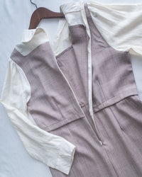 Spliced Mocha Dress 假兩件莫卡拼接恤衫連身裙/ DS1179