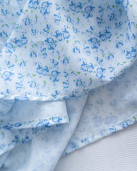 Smocked Floral Dress 方領印花後抓皺修身綁帶連身裙/ DS1182