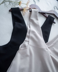 Vest Dress 法式V形粗帶彈性傘形連身裙/ DS1178