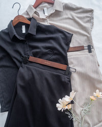 Hailey Skirt Set 防皺彈性恤衫彈性直裙套裝/ SE8122