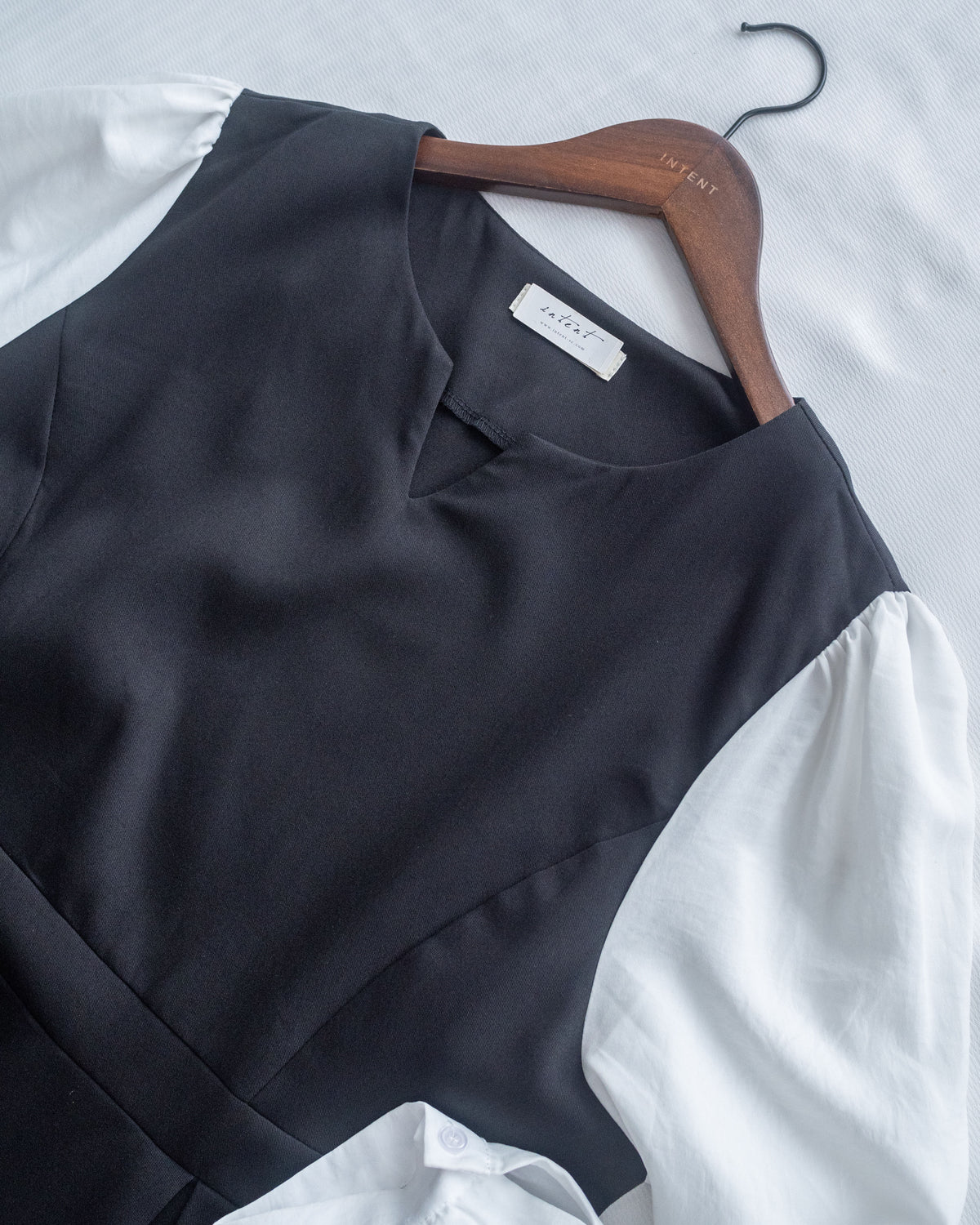 Spliced Shirt Dress 仿內搭恤衫小V領口修腰連身裙/ DS1183