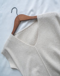 Knit Dress 修身彈性腰身抓皺 V 領針織連身裙/ DS1186