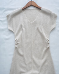 Knit Dress 修身彈性腰身抓皺 V 領針織連身裙/ DS1186