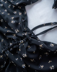 Scarf Floral Dress 飄帶花邊袖印花連身裙/ DS1189