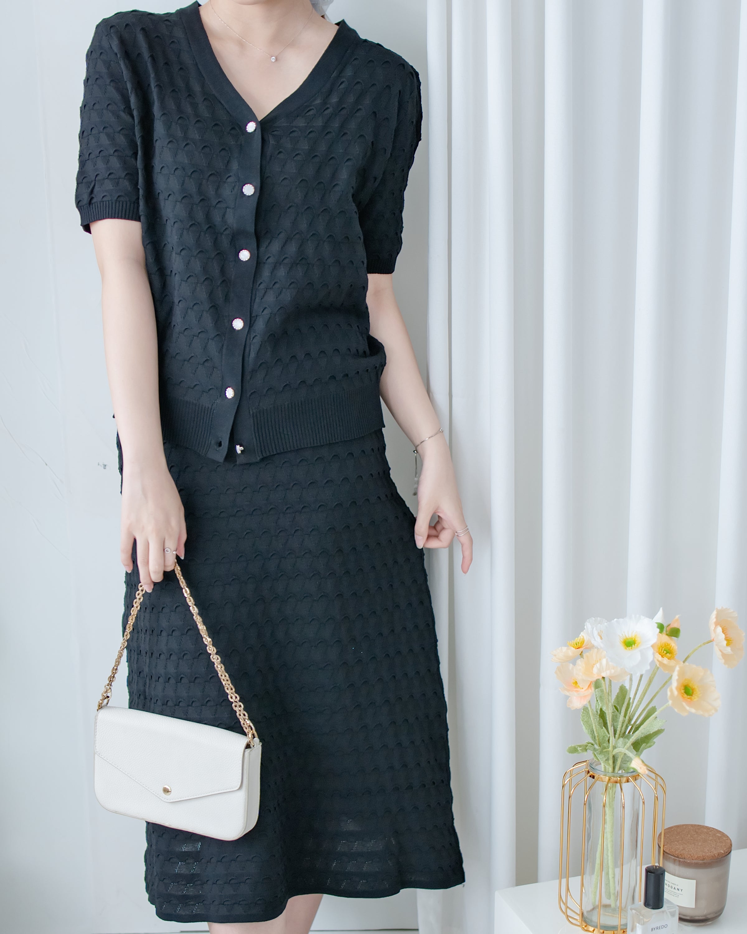 Geometric Knit Set 精緻百搭幾何織紋針織套裝/ SE8111