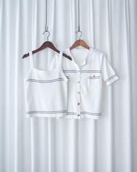 Border Cardigan Set 圍邊金扣兩件式針織套裝/SE8121