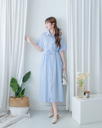 [Limited Restock] Stripe Dress 隨性條紋恤衫修腰連身裙/ DS1108
