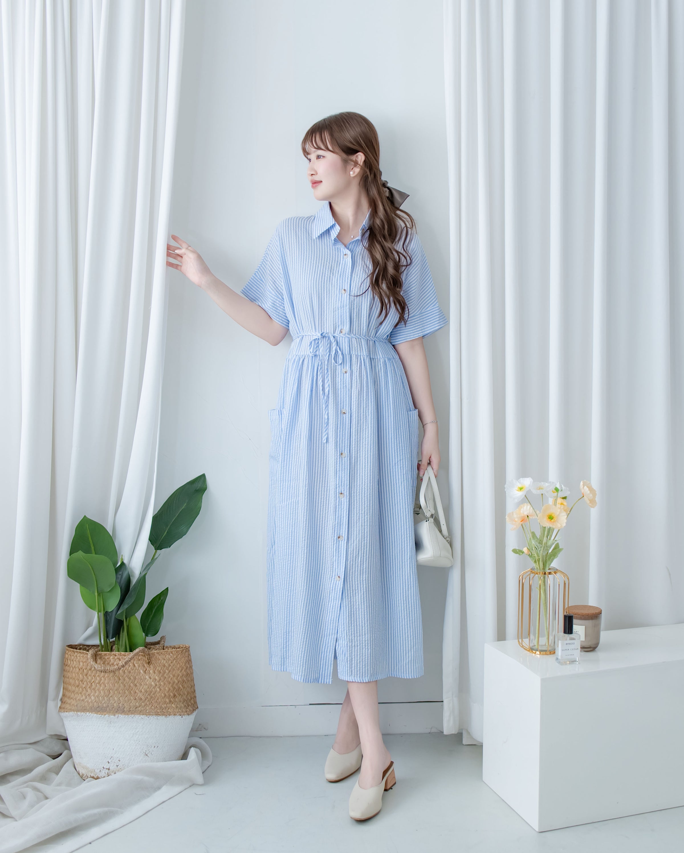 [Limited Restock] Stripe Dress 隨性條紋恤衫修腰連身裙/ DS1108
