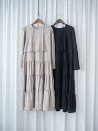 Shirt Cuff Dress 仿恤衫配傘裙假兩件綁帶連身裙/SE8123