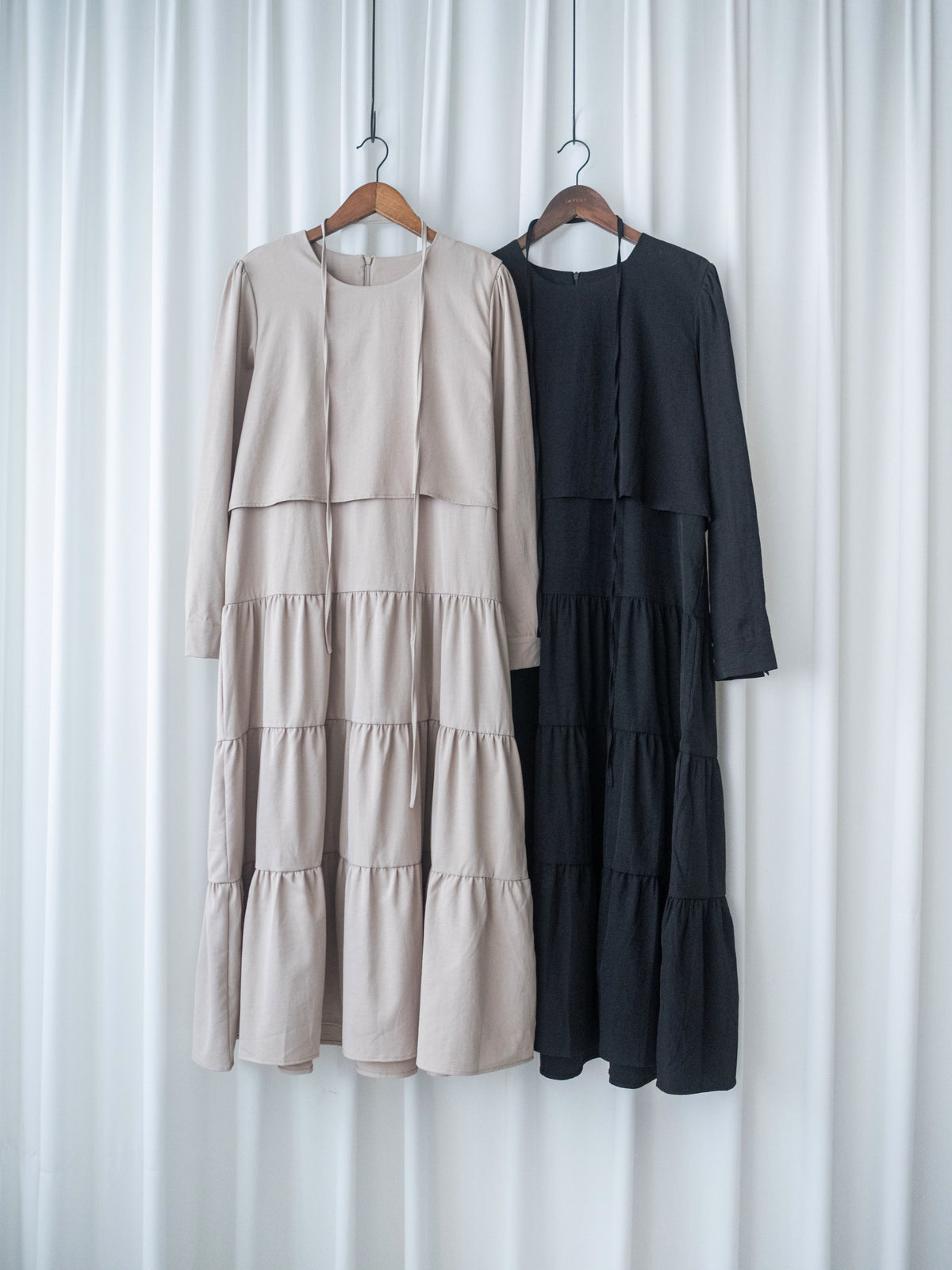 Shirt Cuff Dress 仿恤衫配傘裙假兩件綁帶連身裙/SE8123