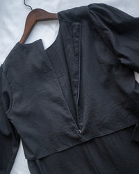 Shirt Cuff Dress 仿恤衫配傘裙假兩件綁帶連身裙/SE8123
