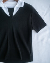 Spliced Knit Top 假兩件立體直紋針織上衣/ TP9243