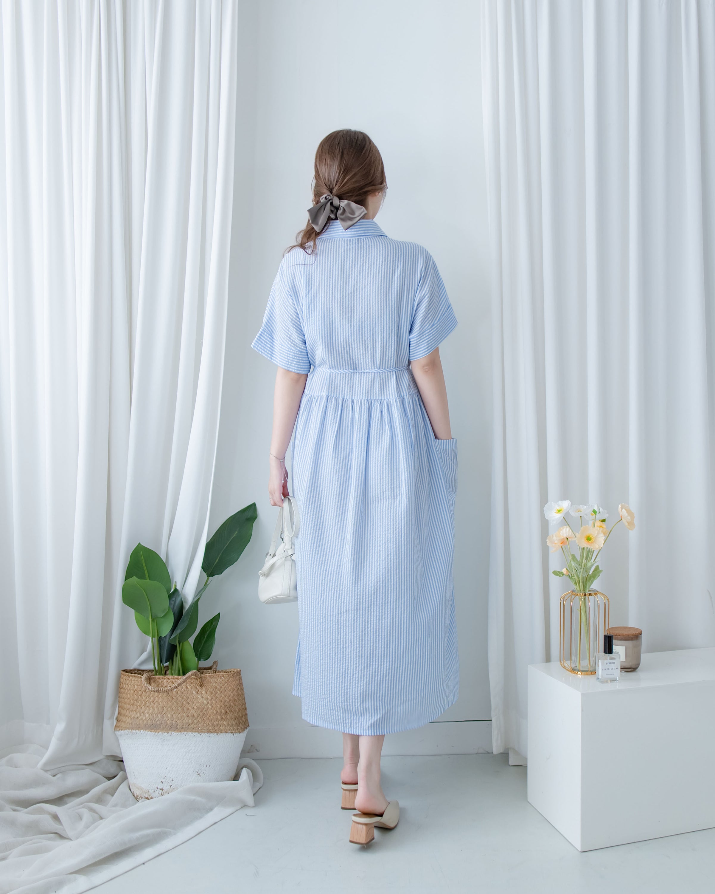 [Limited Restock] Stripe Dress 隨性條紋恤衫修腰連身裙/ DS1108