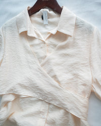 Cross Blouse 三種著法交叉綁帶微光澤長袖襯衫/ TP9245