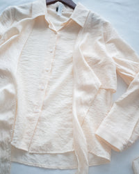 Cross Blouse 三種著法交叉綁帶微光澤長袖襯衫/ TP9245