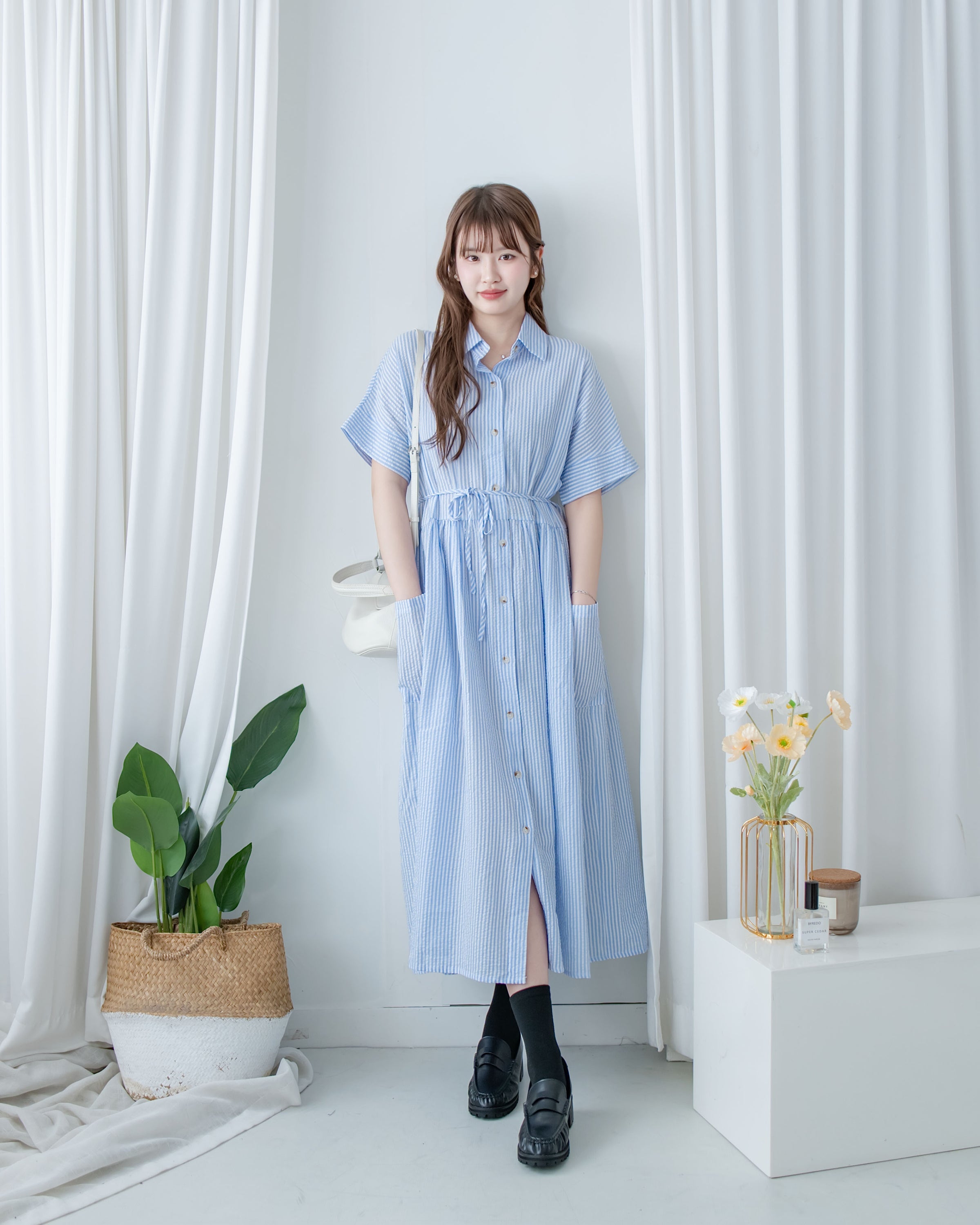 [Limited Restock] Stripe Dress 隨性條紋恤衫修腰連身裙/ DS1108