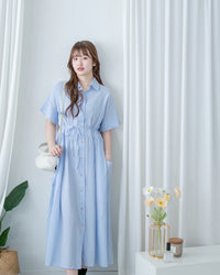 [Limited Restock] Stripe Dress 隨性條紋恤衫修腰連身裙/ DS1108